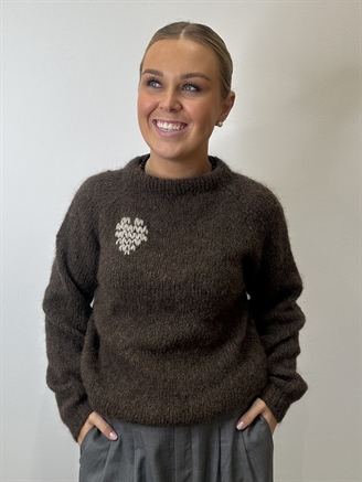 Coffee Beanies Ida strik Brown W/Heart